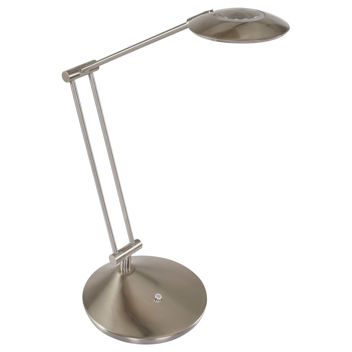 Leeslamp, tafellamp, bureaulamp. Functioneel en sfeerlicht. LED. Dimbaar en verstelbaar. Staal, RVS Look