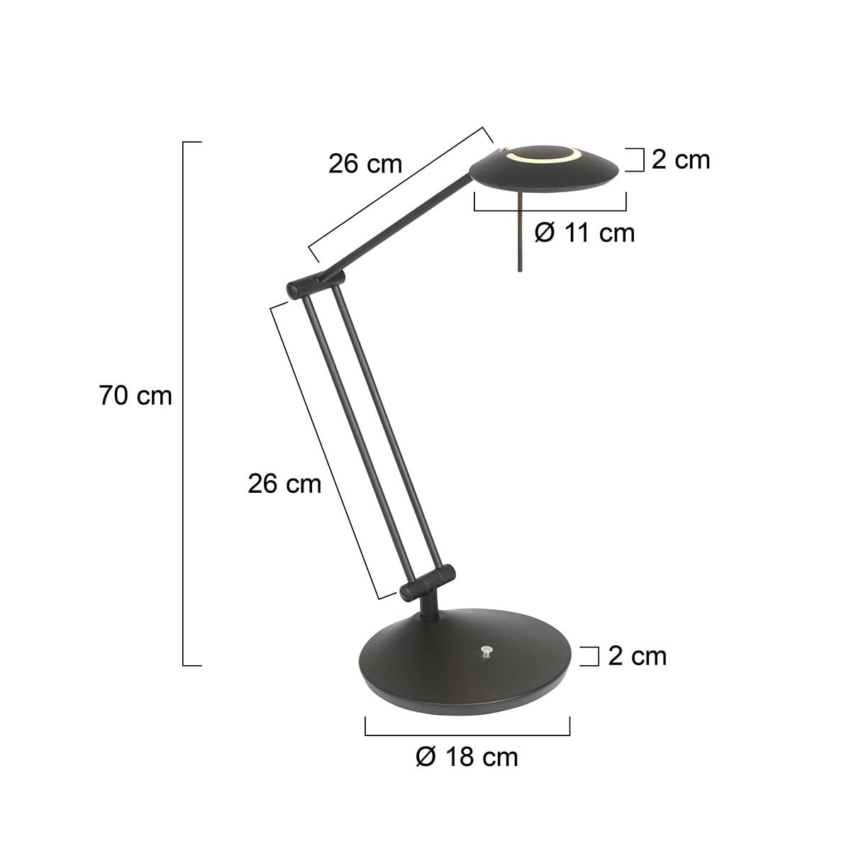 Tafellamp 1-lichts LED knik, zwart en chroom, Zodiac LED, Steinhauer - Afbeelding 6