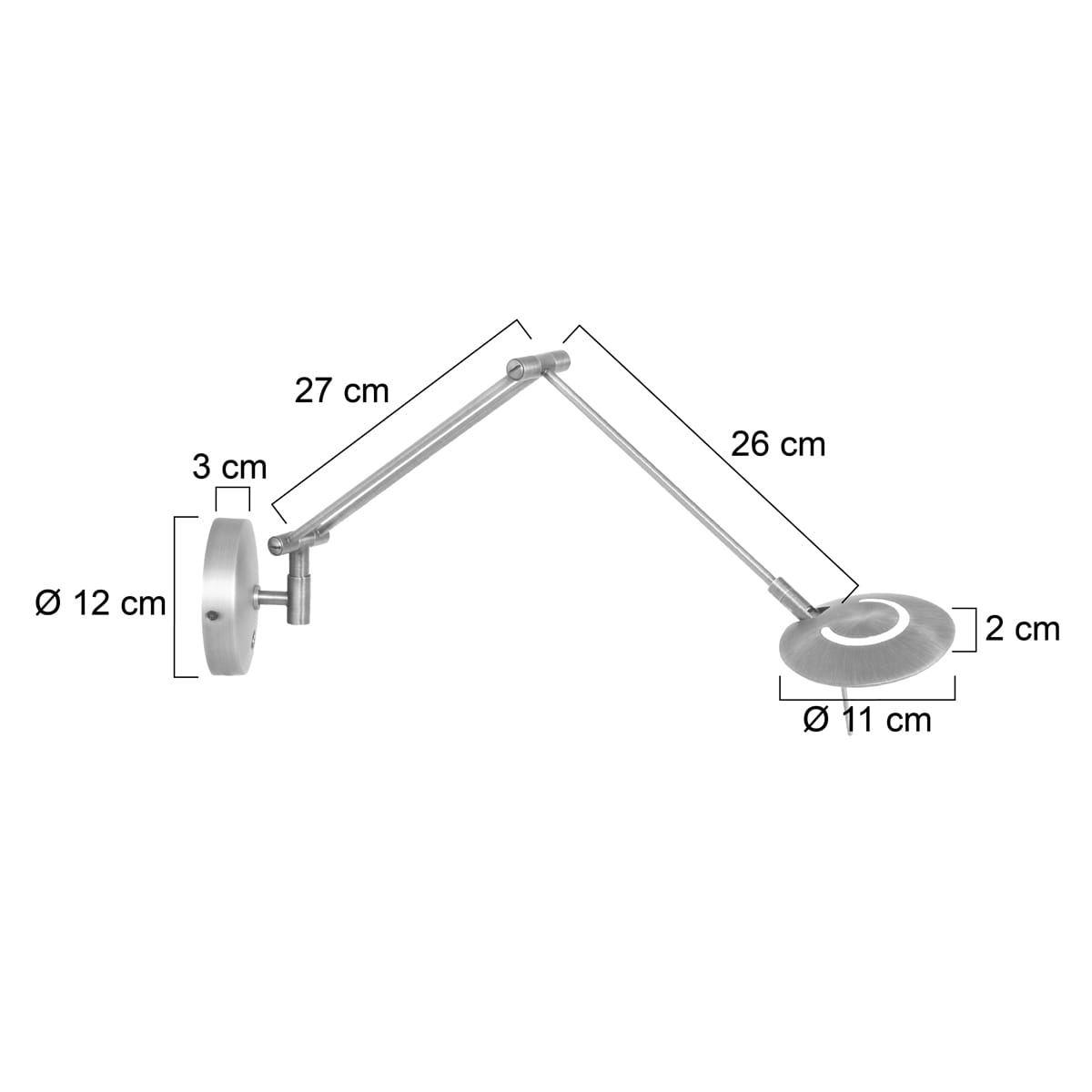 Wandlamp 1-lichts LED knik, staal en wit, Zodiac LED, Steinhauer - Afbeelding 6