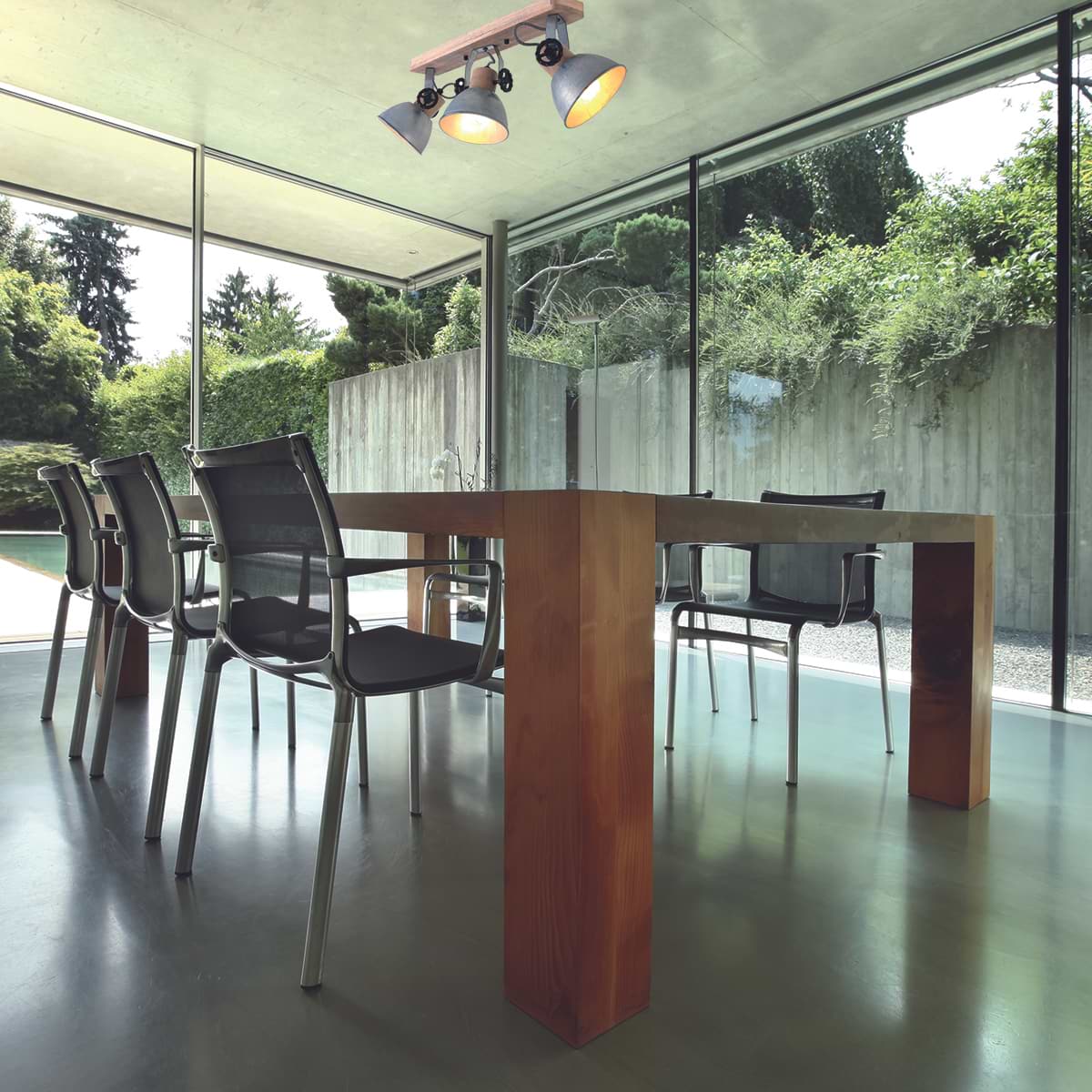 Spot 3-lichts E27 - nikkel en hout - Gearwood - Mexlite