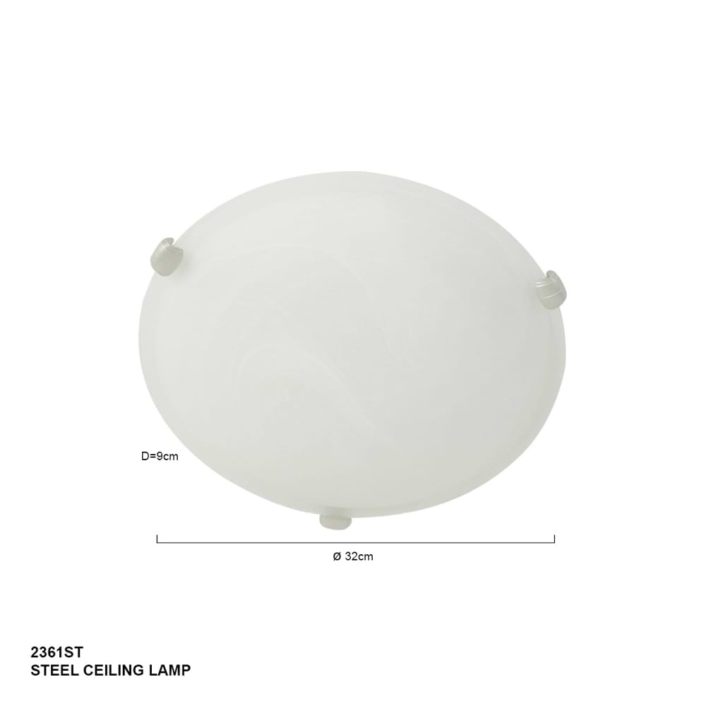 Plafondlamp- plafonnier- glas STEINHAUER - 2361ST - Plafondlamp- Steinhauer- Ceiling and wall- Modern - Minimalistisch design- Wit Staal Wit glas met stalen details- Glas