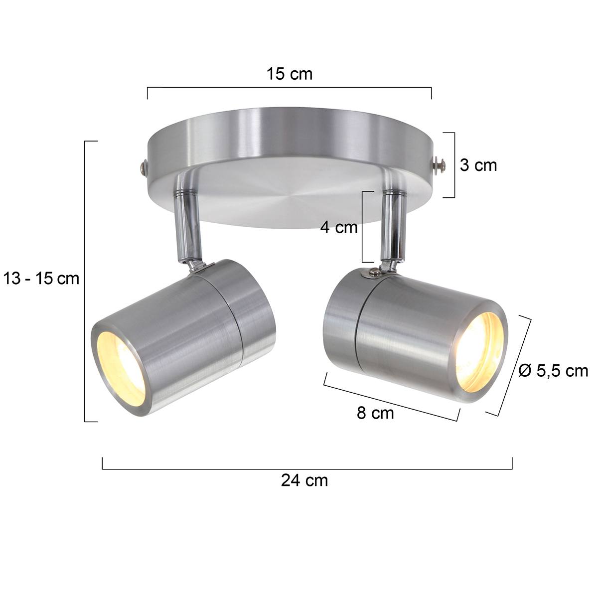 Badkamerspot, spot 2-lichts GU10 IP44, Upground LED, Steinhauer - Afbeelding 5
