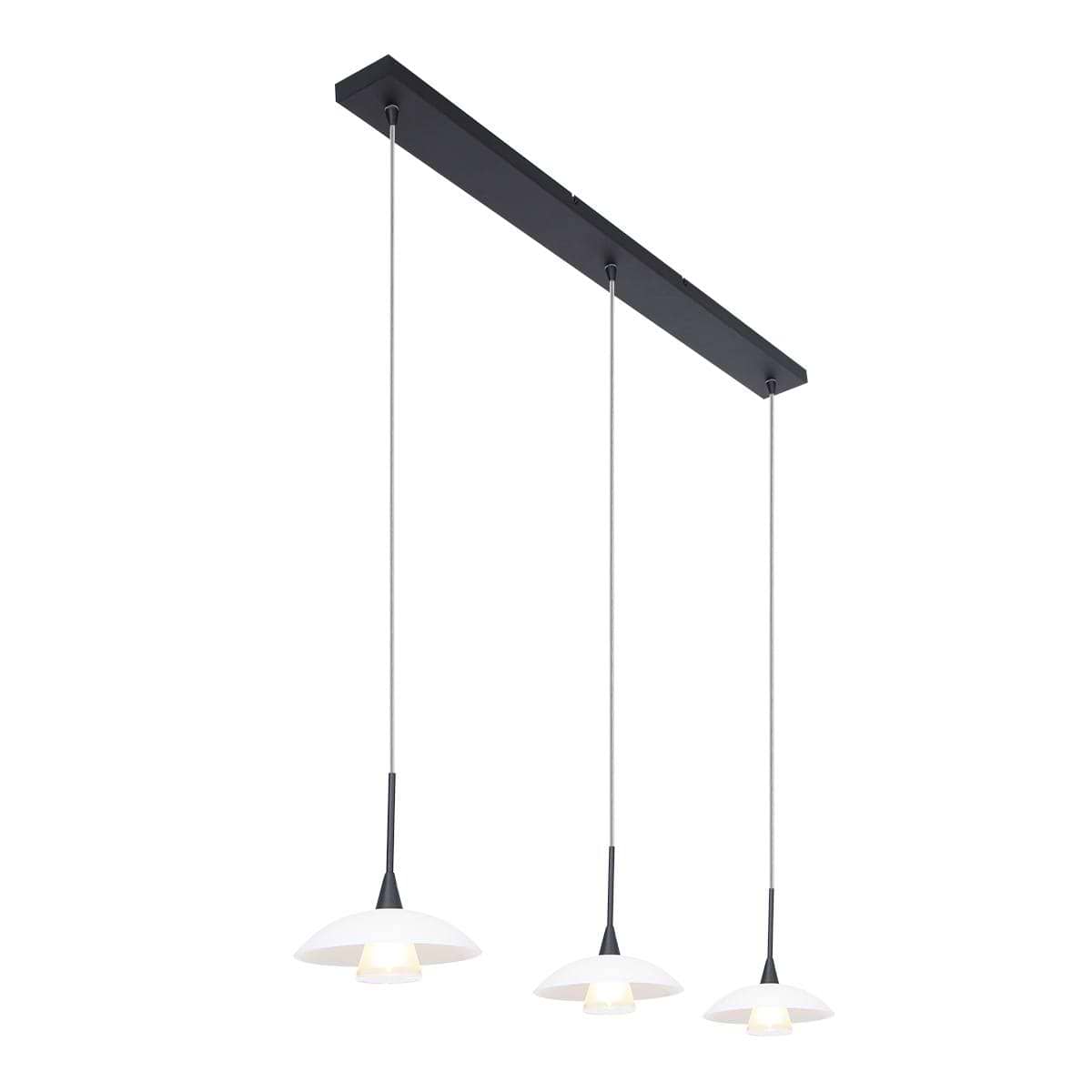 Hanglamp 3-lichts glas G9 - modern - zwart en wit - Tallerken - Steinhauer