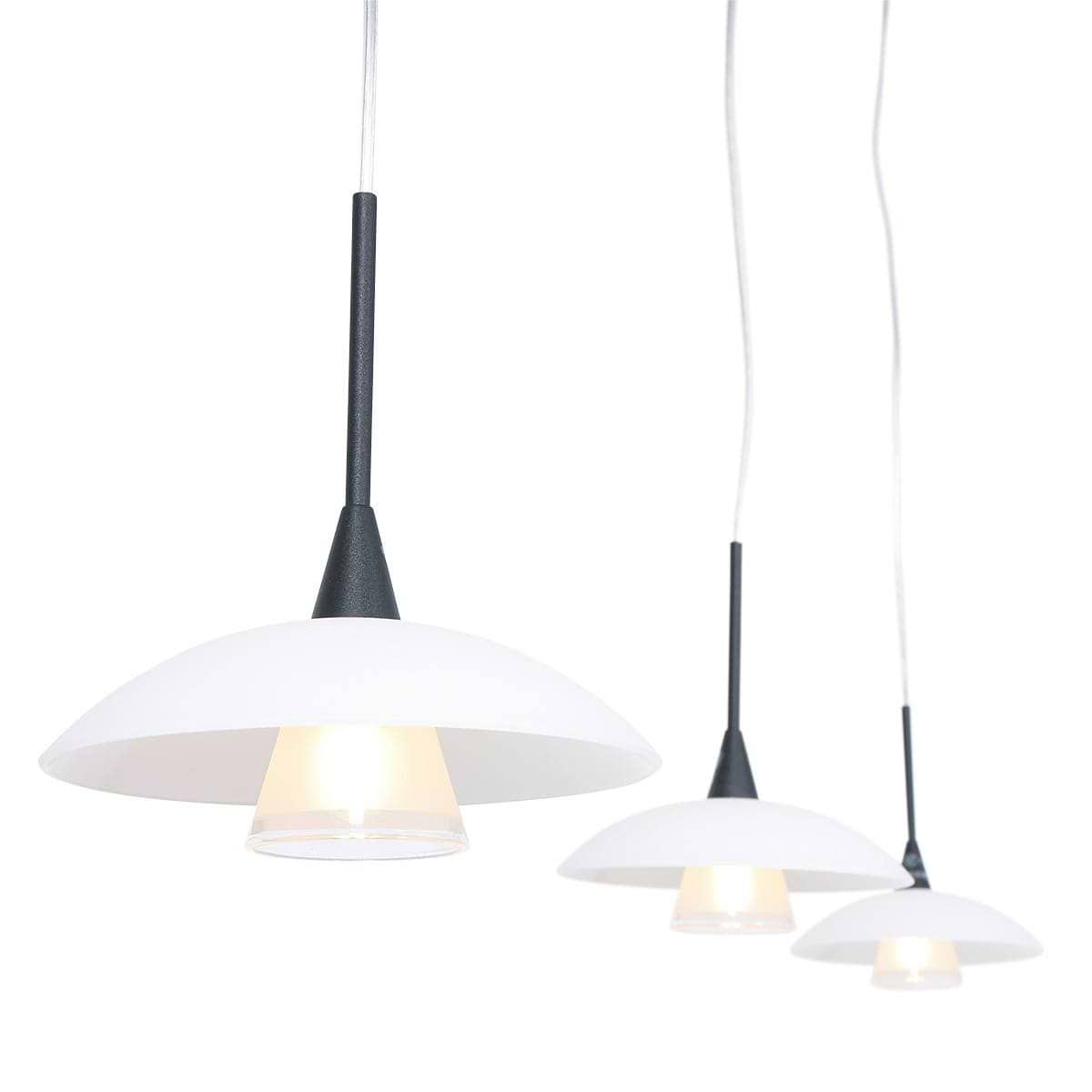 Hanglamp 3-lichts glas G9 - modern - zwart en wit - Tallerken - Steinhauer