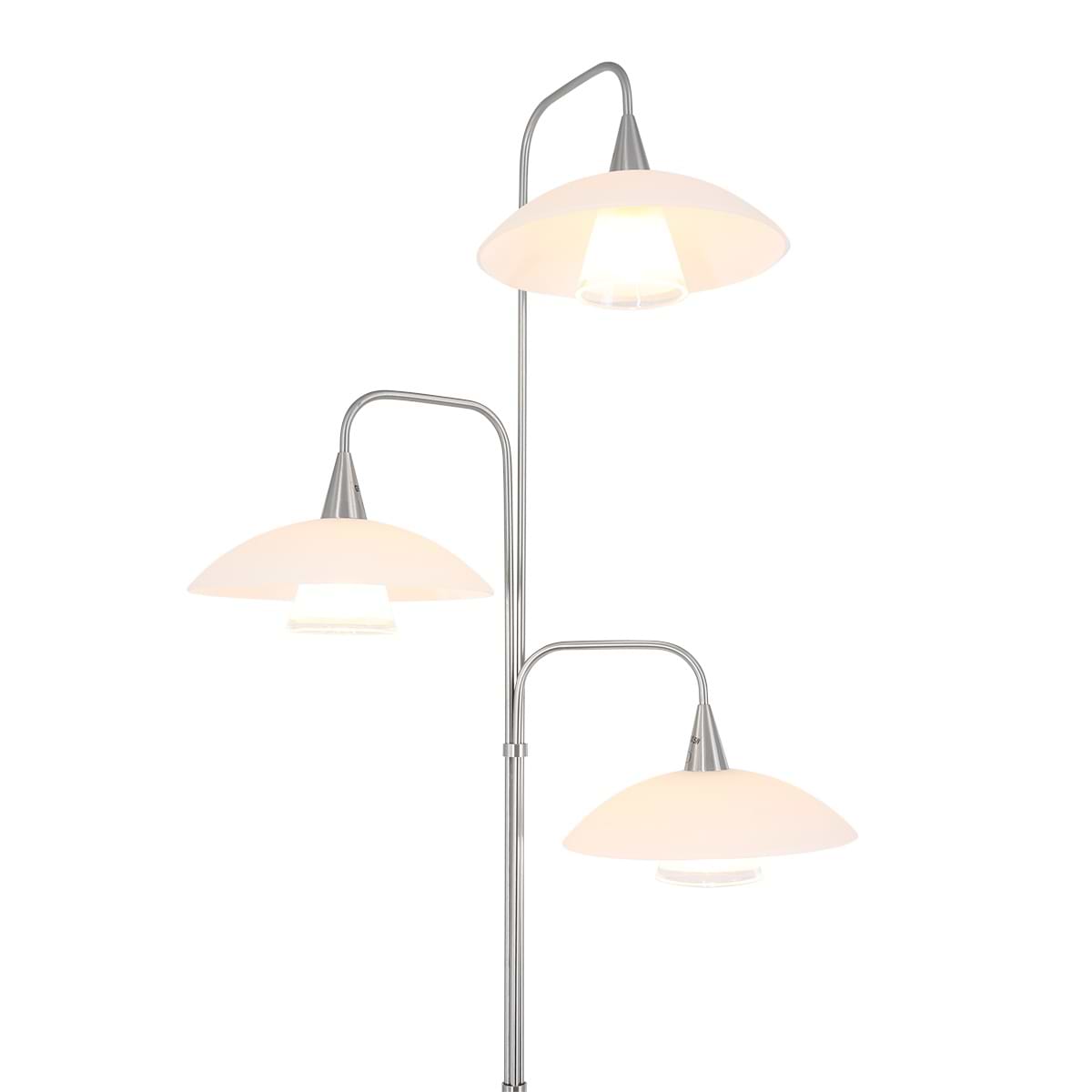 Vloerlamp 3-lichts glas G9 - modern - staal en wit - Tallerken - Steinhauer