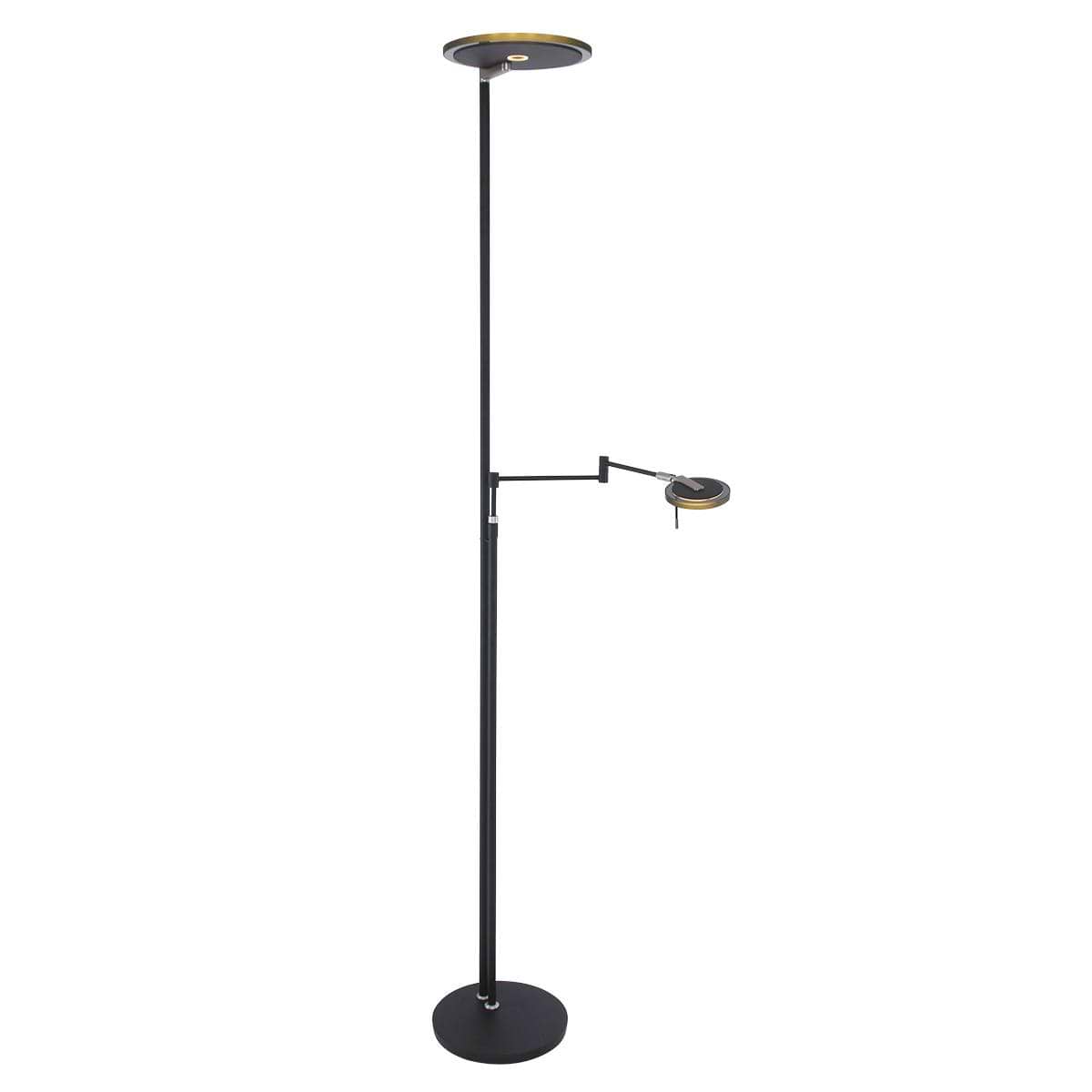 Vloerlamp 2-lichts LED knik grijs glas - zwart - Turound - Mexlite