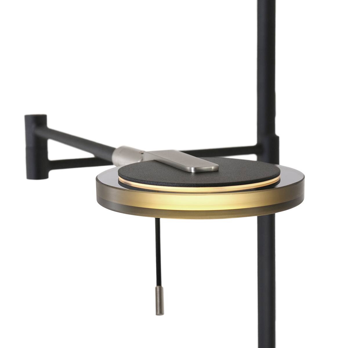 Vloerlamp 2-lichts LED knik grijs glas - zwart - Turound - Mexlite