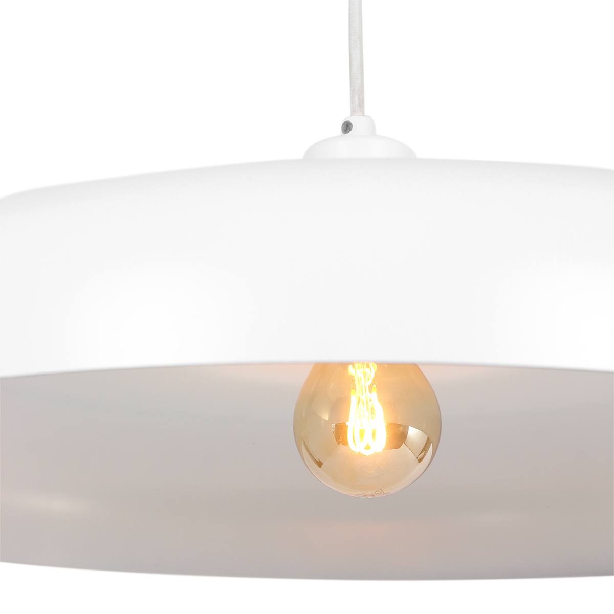Hanglamp 1-lichts textiel kabel - wit - Krisip - Steinhauer