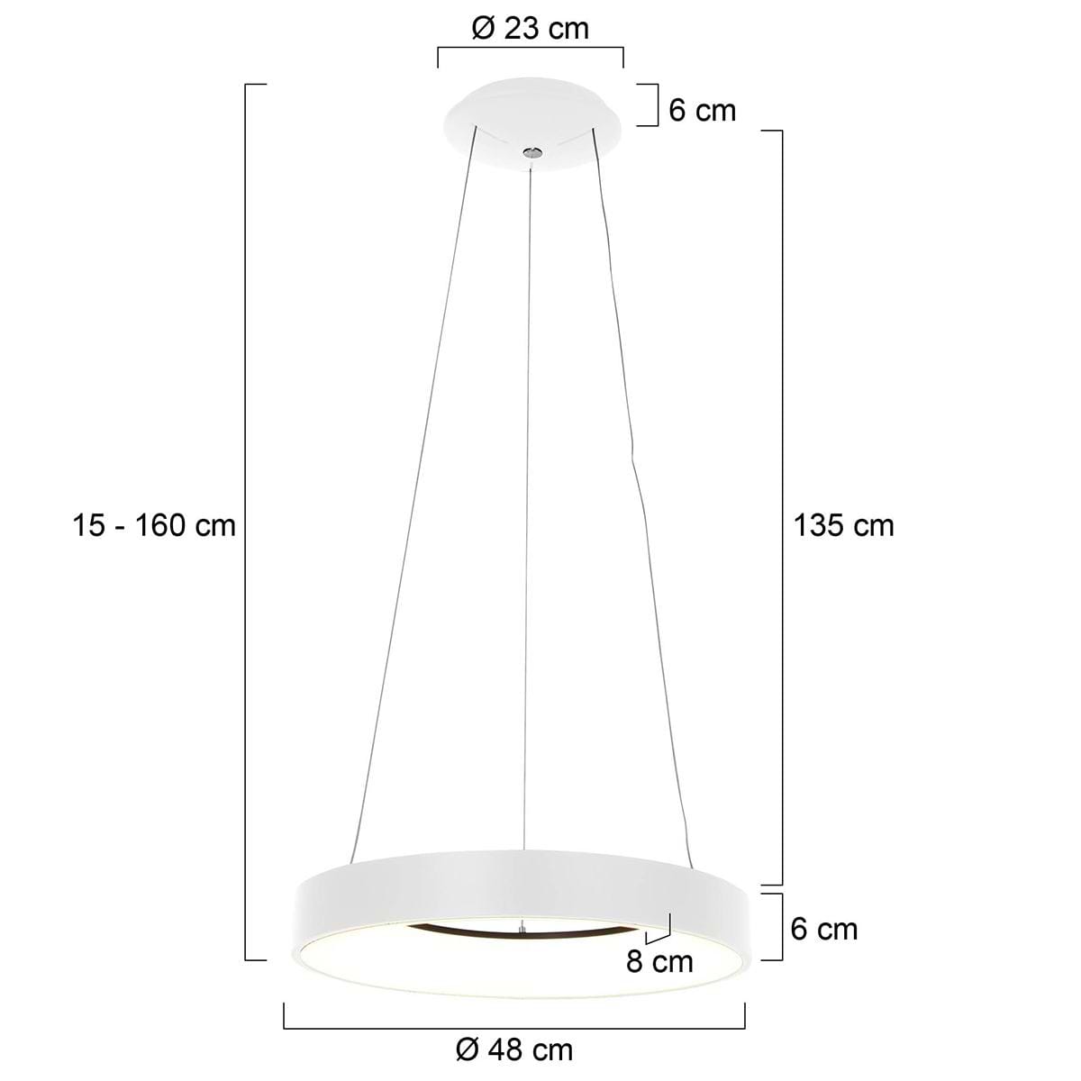 Hanglamp rond 48cm 40w 2700K, wit, Ringlede, Steinhauer - Afbeelding 6