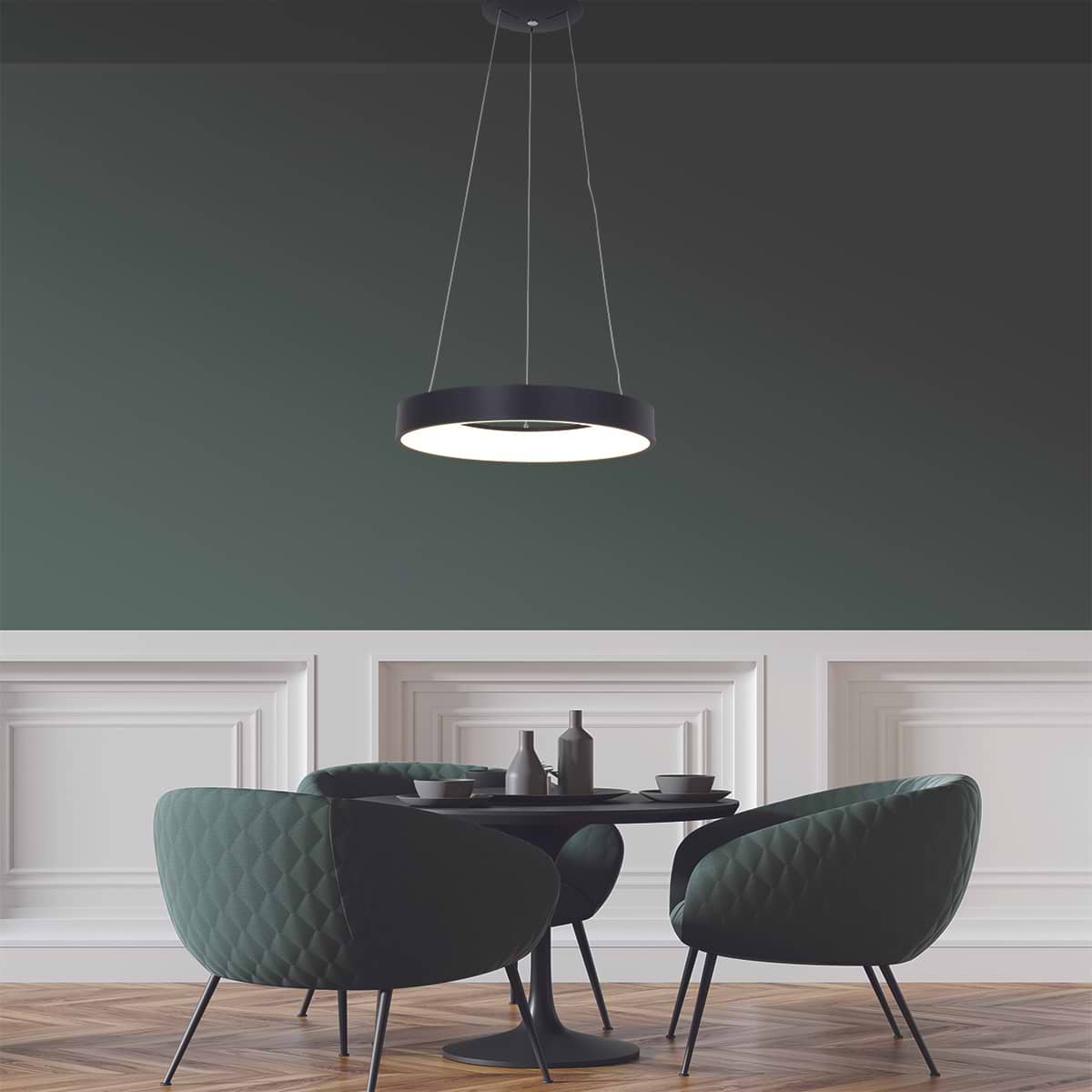Hanglamp rond 48cm 40w 2700K - zwart en wit - Ringlede - Steinhauer