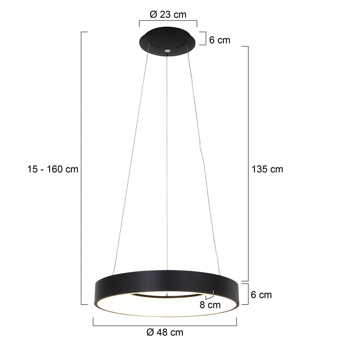 Hanglamp rond 48cm 40w 2700K, zwart en wit, Ringlede, Steinhauer - Afbeelding 7