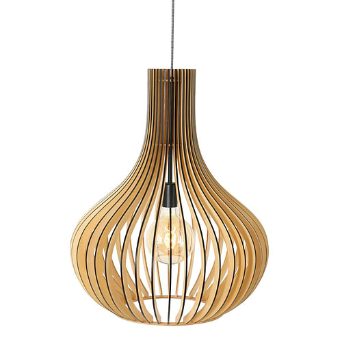 Hanglamp 1-lichts wood 50cm - beuken en zwart - Smukt - Steinhauer