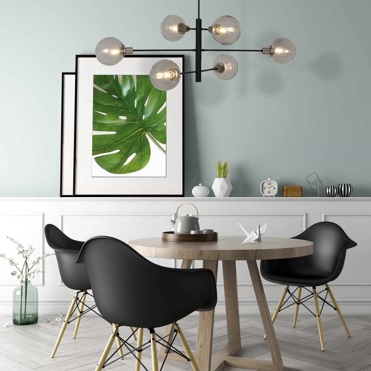 Hanglamp 6-lichts bol - zwart en grijs - Constellation - Steinhauer