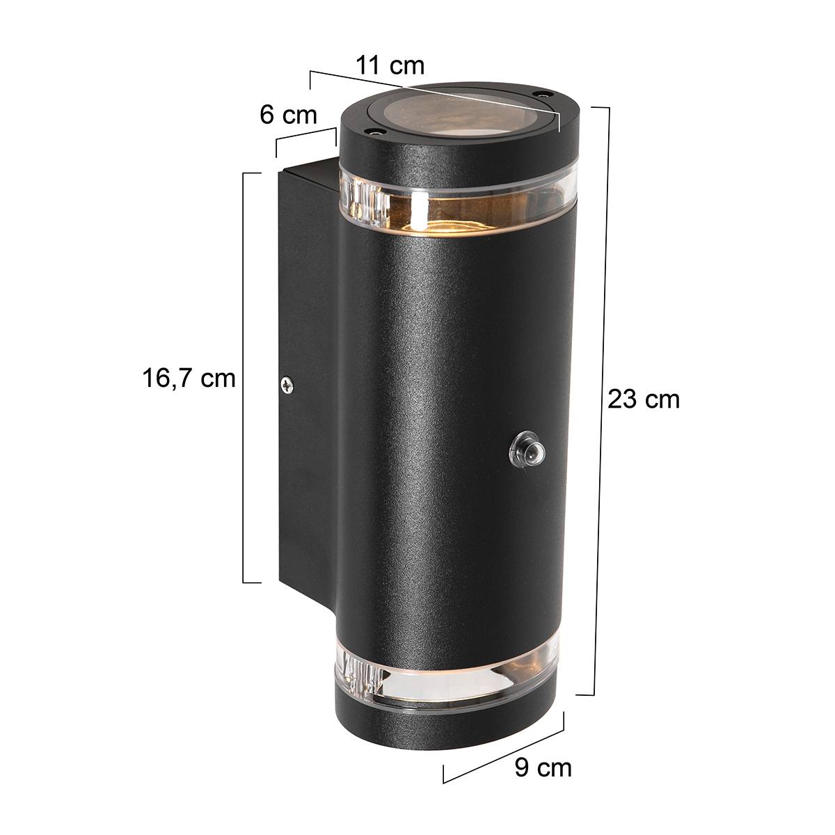 Buitenlamp, wandlamp voor buiten, IP44, 2-lichts LED 4w 2700K sensor, zwart en helder wit, Steinhauer - Afbeelding 7