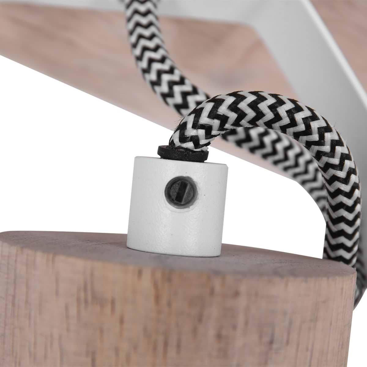 Plafondlamp - wandlamp - spot 4-lichts E27 - wit en hout - Gearwood - Mexlite