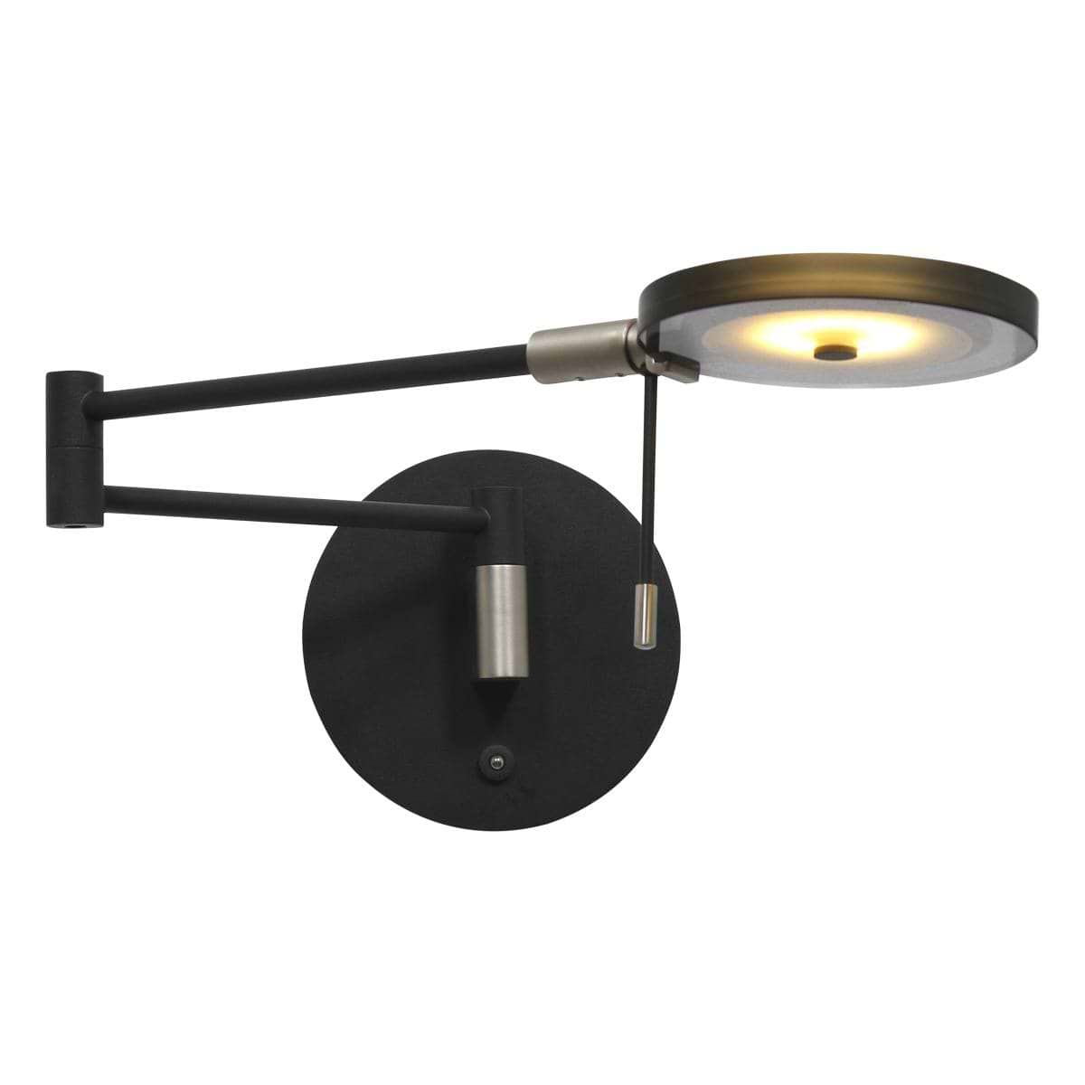 Wandlamp 1-lichts LED grijs glas - zwart - Turound LED - Steinhauer