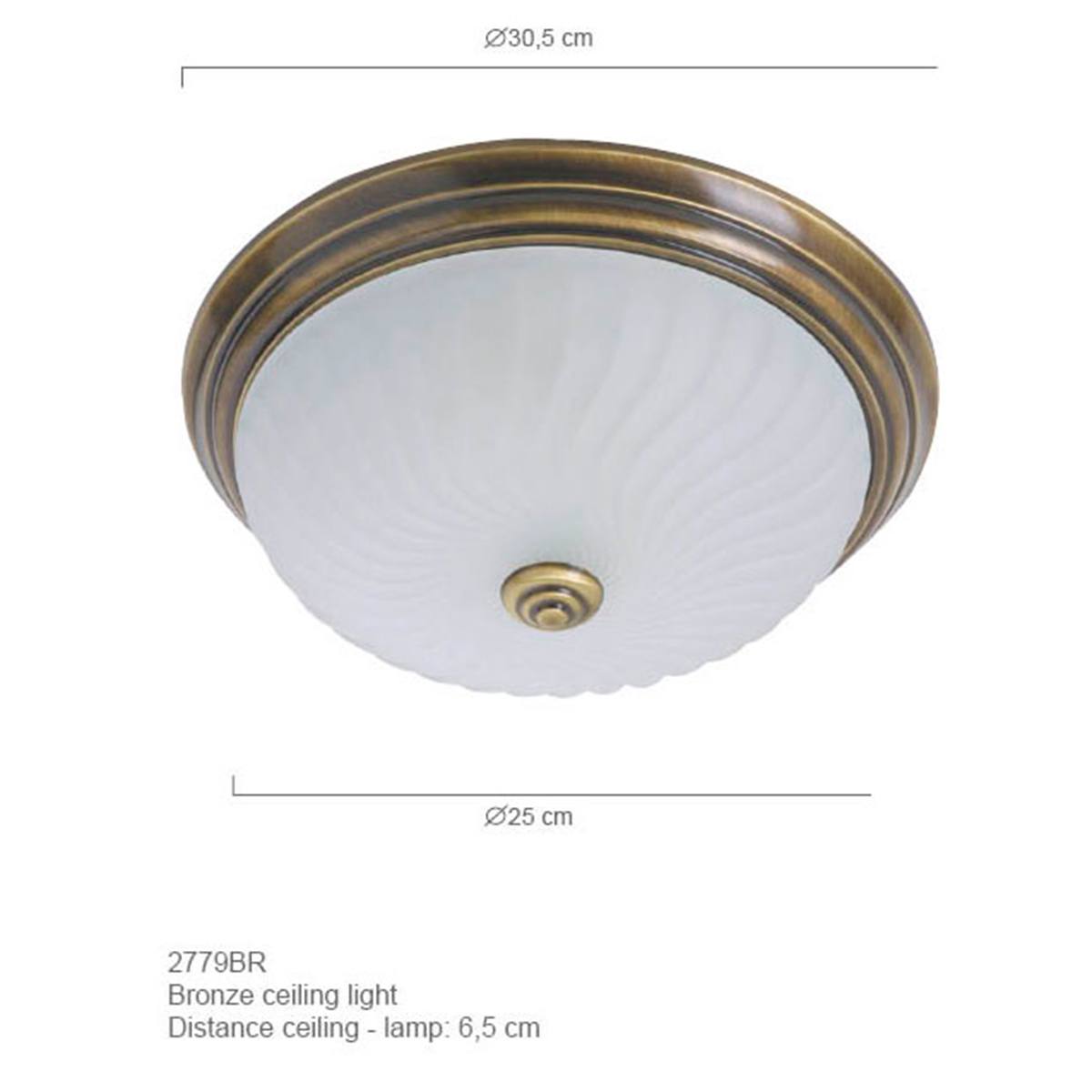 Plafondlamp- plafonnier- Glas STEINHAUER - 2779BR - Plafondlamp- Steinhauer- Ceiling and wall- Klassiek - Minimalistisch design- Brons Wit - Metaal Glas