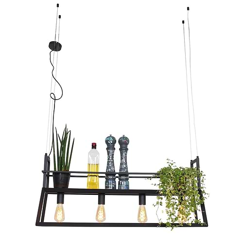 Hanglamp 4-lichts - industrieel - zwart - Buckley - Mexlite