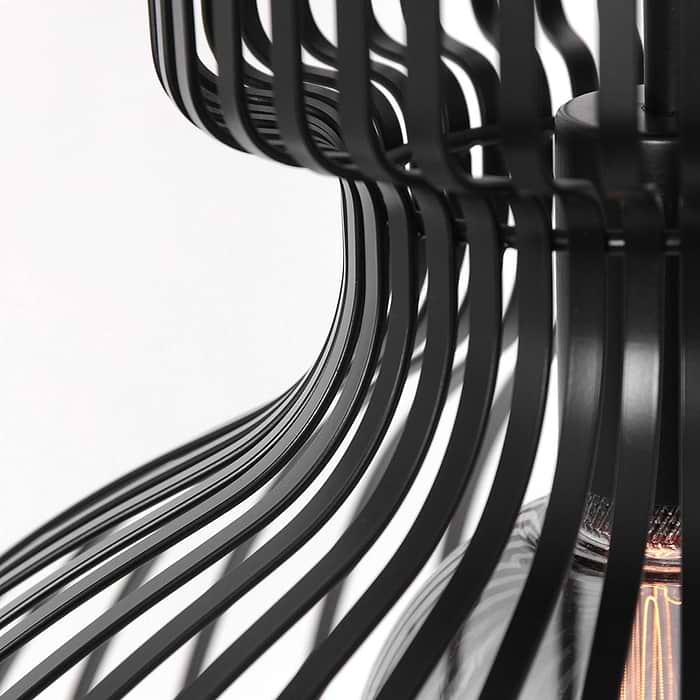 Hanglamp 1-lichts 52cm stripes - zwart - landelijk - Dunbar - Anne light & home