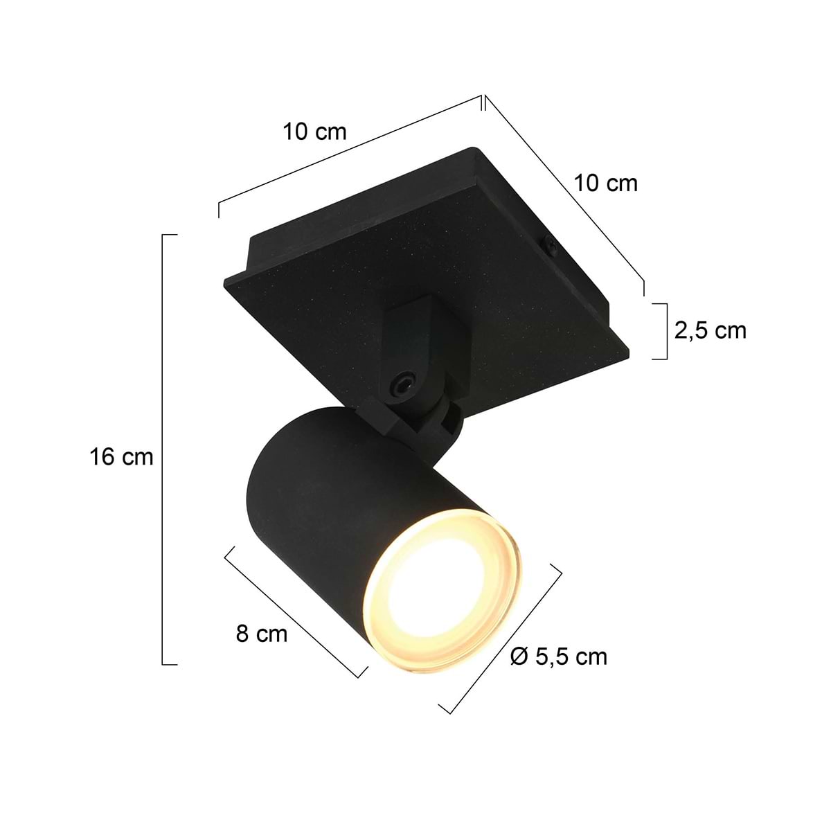 Plafondlamp, plafondspot 1-lichts GU10, zwart, Point noirs, Steinhauer - Afbeelding 6
