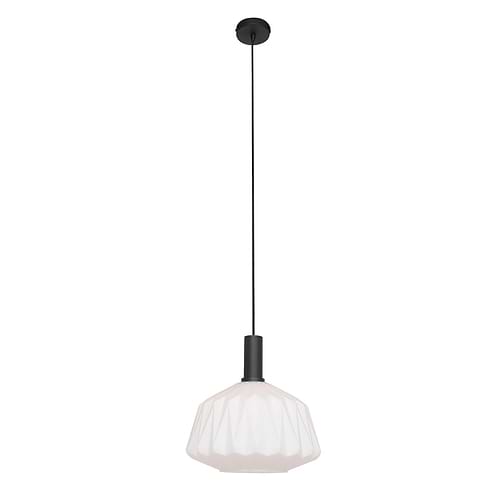 Hanglamp 1-lichts wit ribbel glas - Verre nervuré - Steinhauer