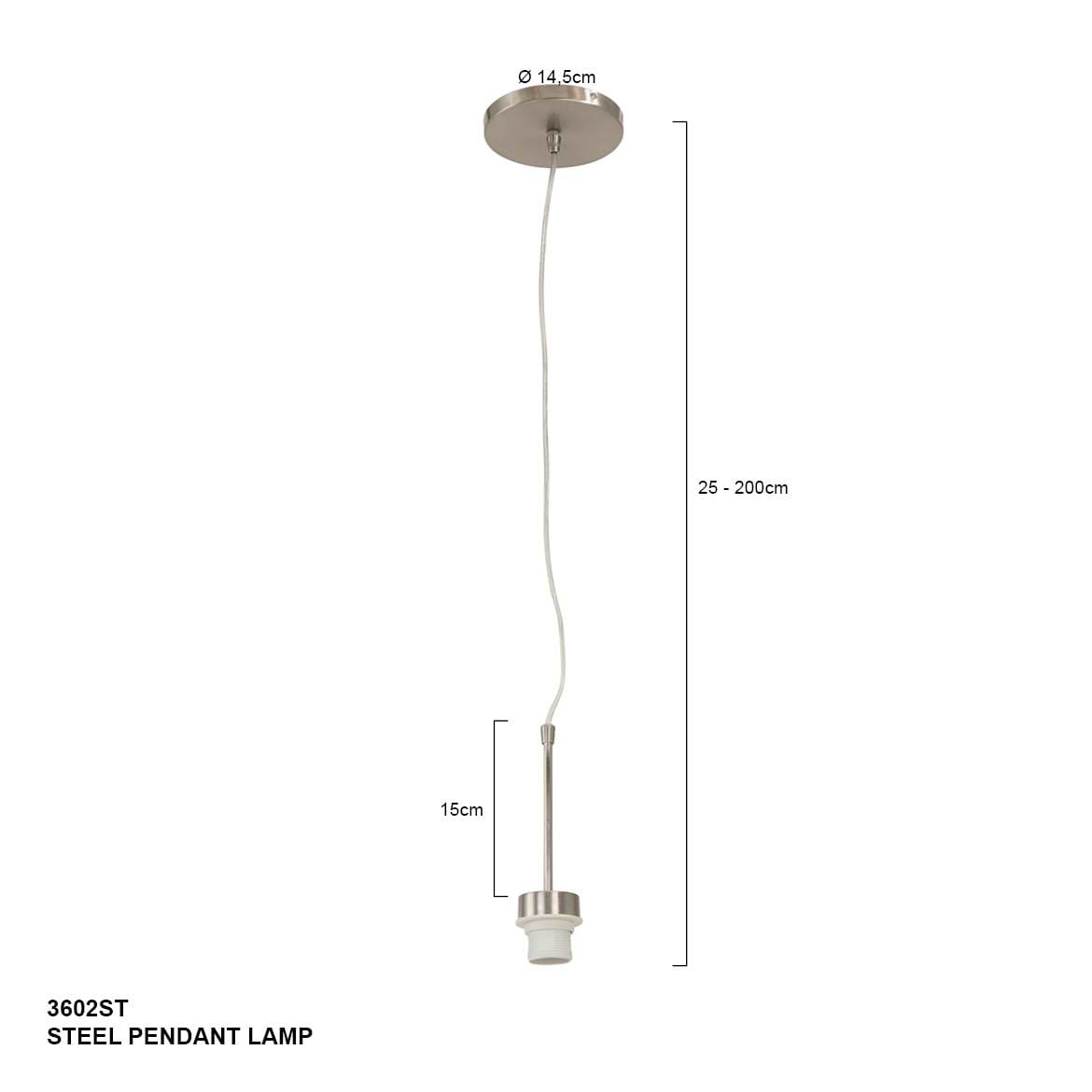 Hanglamp 1-lichts -armatuur- STEINHAUER - 3602ST - Hanglamp- Steinhauer- Gramineus- Modern- Staal  - Metaal