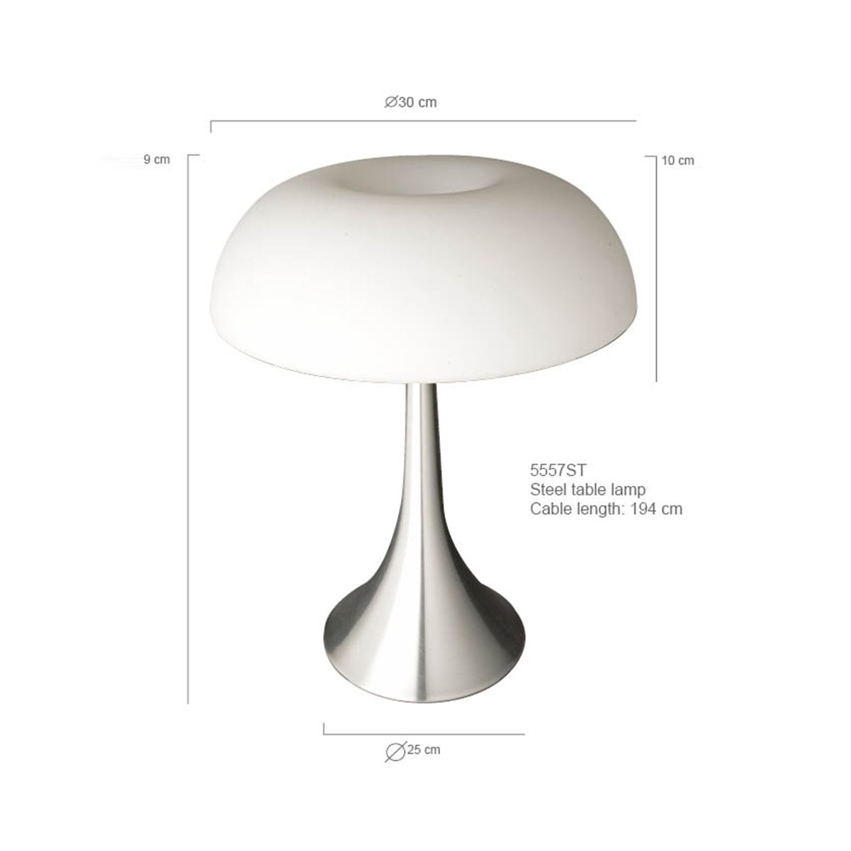 Tafellamp 1-lichts Glas STEINHAUER - 5557ST - Tafellamp- Steinhauer- Ancilla- Design- Wit Staal - Metaal Glas