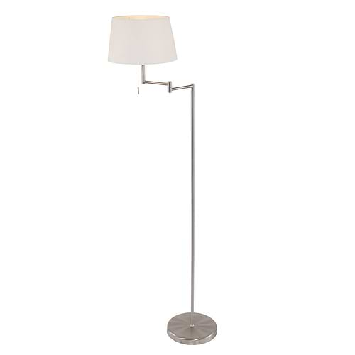 Vloerlamp 1-lichts Zwenk -doos A+b- MEXLITE - 5894ST - Vloerlamp- Mexlite- Mexlite- Klassiek- Staal Wit - Stof Metaal