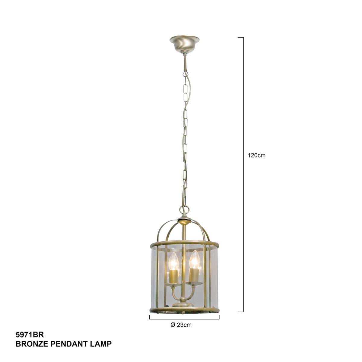 Hanglamp 2-lichts Glas STEINHAUER - 5971BR - Hanglamp- Steinhauer- Pimpernel- Klassiek- Brons Transparant - Metaal Glas