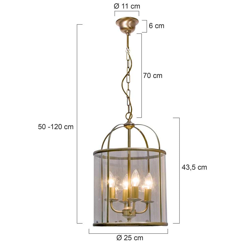 Hanglamp 4-l Glas STEINHAUER - 5972BR - Hanglamp- Steinhauer- Pimpernel- Klassiek- Brons Transparant - Metaal Glas