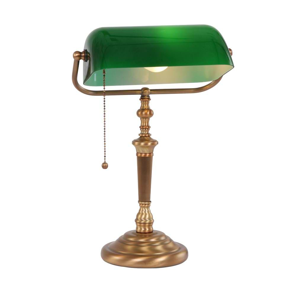 Tafellamp - bureaulamp - leeslamp 1-lichts Glas STEINHAUER - 6185BR - Tafellamp- Bureaulamp- Steinhauer- Ancilla- Klassiek- Brons Groen - Metaal Glas