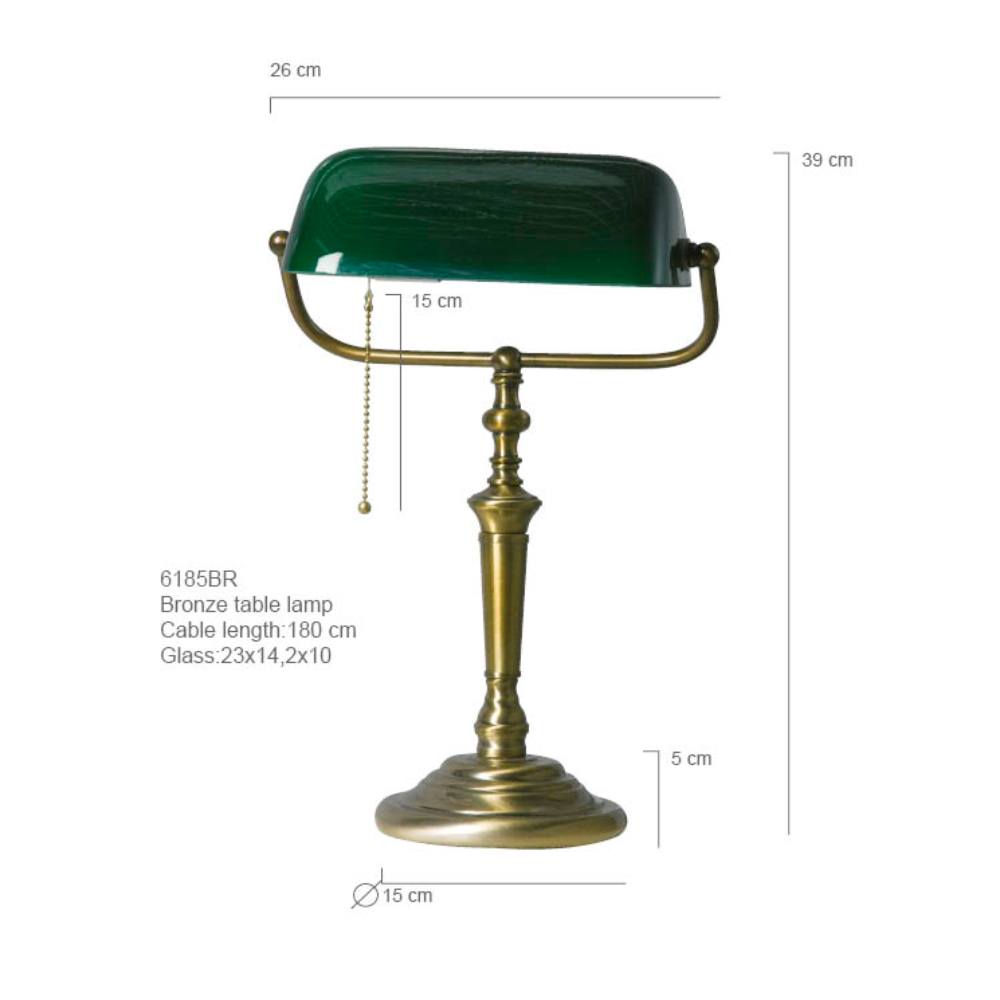 Tafellamp - bureaulamp - leeslamp 1-lichts Glas STEINHAUER - 6185BR - Tafellamp- Bureaulamp- Steinhauer- Ancilla- Klassiek- Brons Groen - Metaal Glas