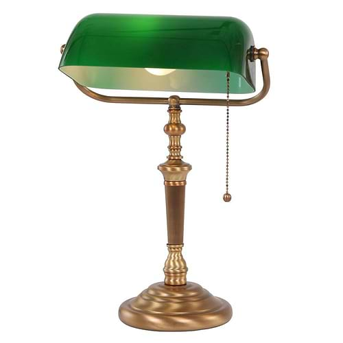 Tafellamp - bureaulamp - leeslamp 1-lichts Glas STEINHAUER - 6185BR - Tafellamp- Bureaulamp- Steinhauer- Ancilla- Klassiek- Brons Groen - Metaal Glas