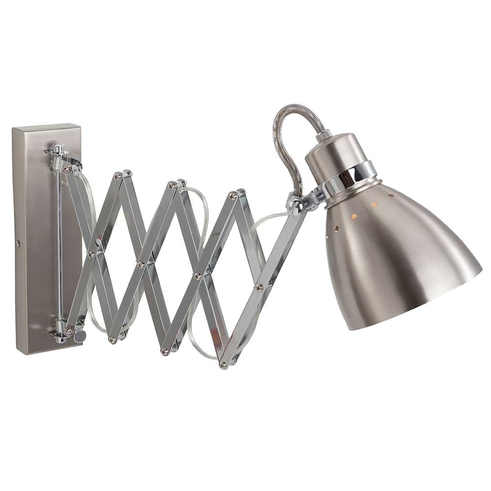 Scharnier wandlamp - bureaulamp - leeslamp - 1-lichts SCHARNIER STEINHAUER - 6290ST - Wandlamp - Steinhauer - Spring - Modern - Industrieel - Staal - Staalkleurig- Metaal