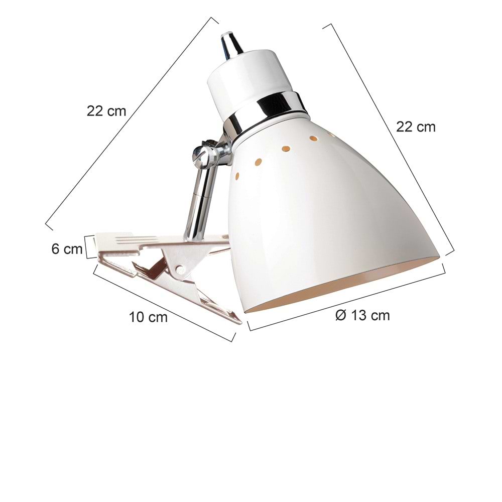 Knijpspot - industrieel - 1-lichts Metaal STEINHAUER - 6827W - Industriële spot - Bedlamp - Spots - Wandlamp - Steinhauer - Spring - Modern - Industrieel - Wit - Witte lamp - Metaal