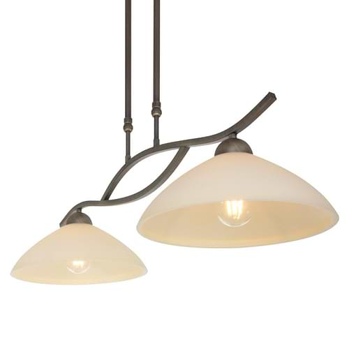 Hanglamp 2-lichts Glas STEINHAUER - 6836BR - Hanglamp- Steinhauer- Capri- Klassiek- Brons Creme - Metaal Glas