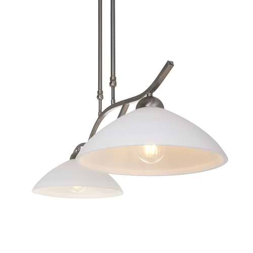 Hanglamp 2-lichts Glas STEINHAUER - 6836ST - Hanglamp- Steinhauer- Capri- Klassiek- Staal Wit - Metaal Glas