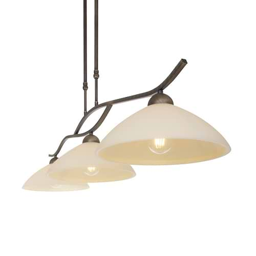 Hanglamp 3-lichts Glas STEINHAUER - 6837BR - Hanglamp- Steinhauer- Capri- Klassiek- Brons Creme - Metaal Glas