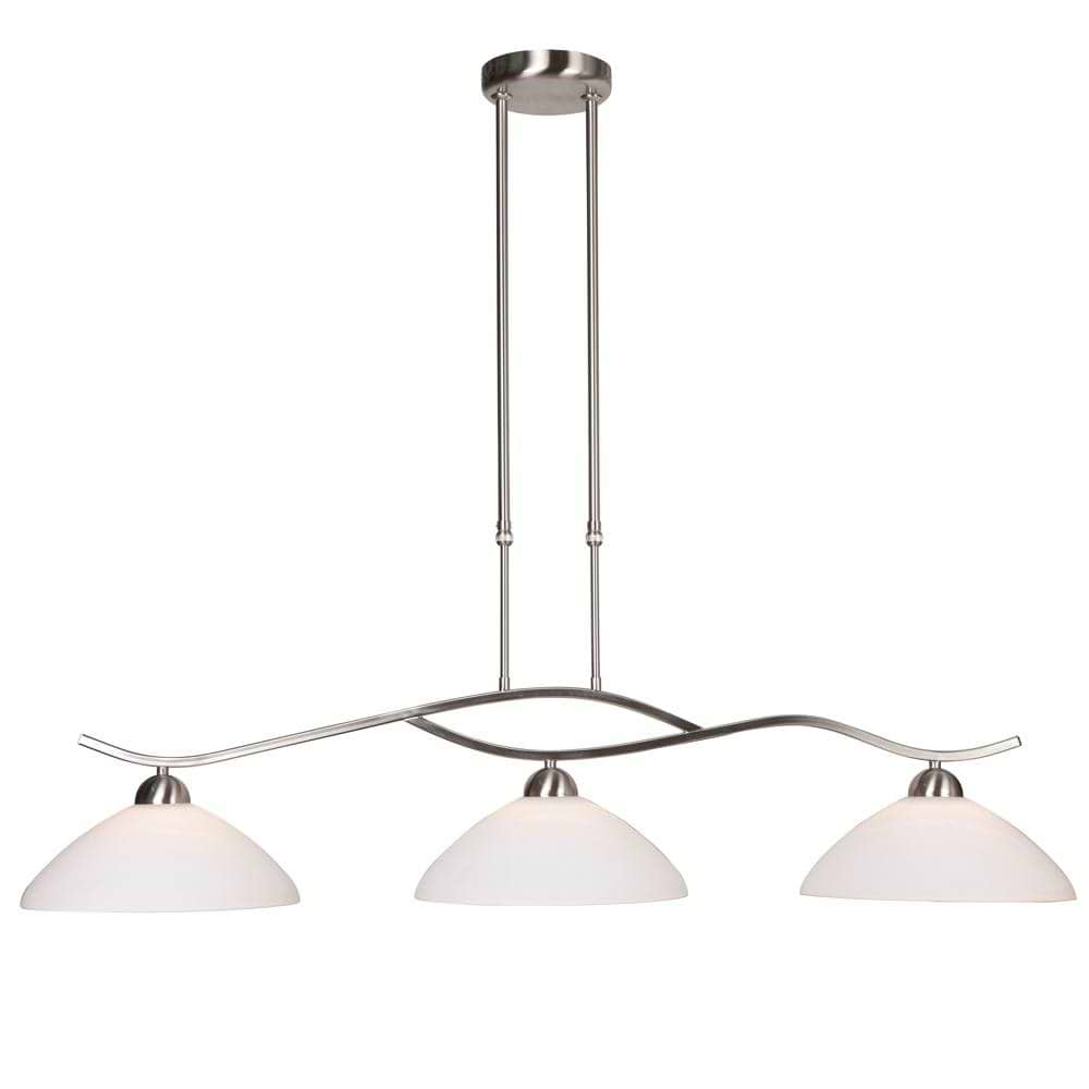 Hanglamp 3-lichts Glas STEINHAUER - 6837ST - Hanglamp- Steinhauer- Capri- Klassiek- Staal Wit - Metaal Glas