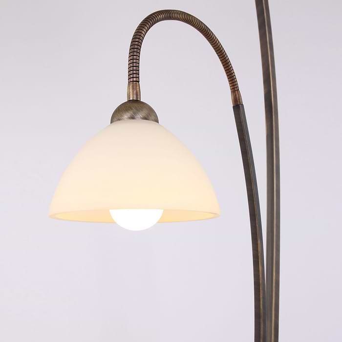 Vloerlamp 2-lichts Glas STEINHAUER - 6838BR - Vloerlamp- Steinhauer- Capri- Klassiek- Brons Creme - Metaal Glas