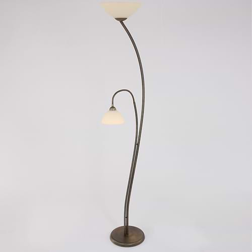 Vloerlamp 2-lichts Glas STEINHAUER - 6838BR - Vloerlamp- Steinhauer- Capri- Klassiek- Brons Creme - Metaal Glas