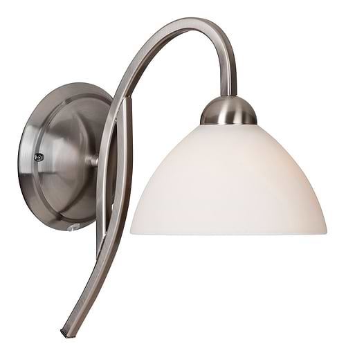 Wandlamp 1-lichts Glas STEINHAUER - 6840ST - Wandlamp- Steinhauer- Capri- Klassiek- Staal Wit - Metaal Glas