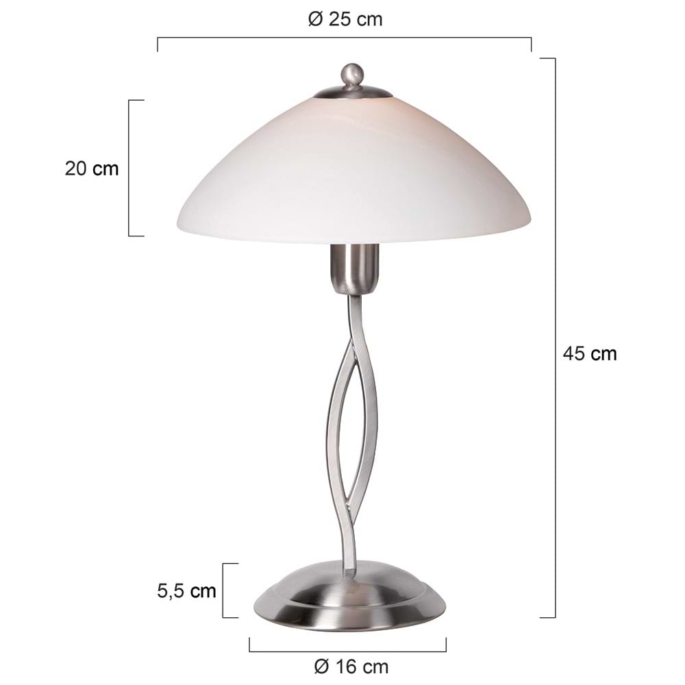 Tafellamp 1-lichts Glas STEINHAUER - 6842ST - Tafellamp- Steinhauer- Capri- Klassiek- Staal Wit - Metaal Glas