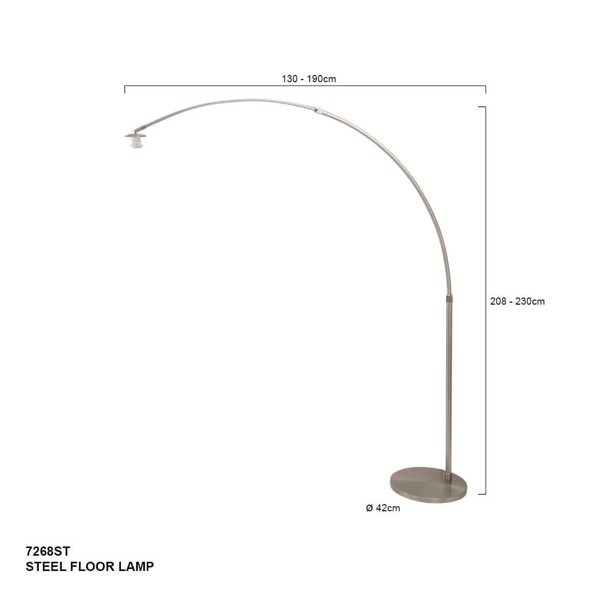 Vloerlamp 1-lichts Boog -armatuur- STEINHAUER - 7268ST - Vloerlamp- Booglamp- Steinhauer- Gramineus- Modern- Staal  - Metaal