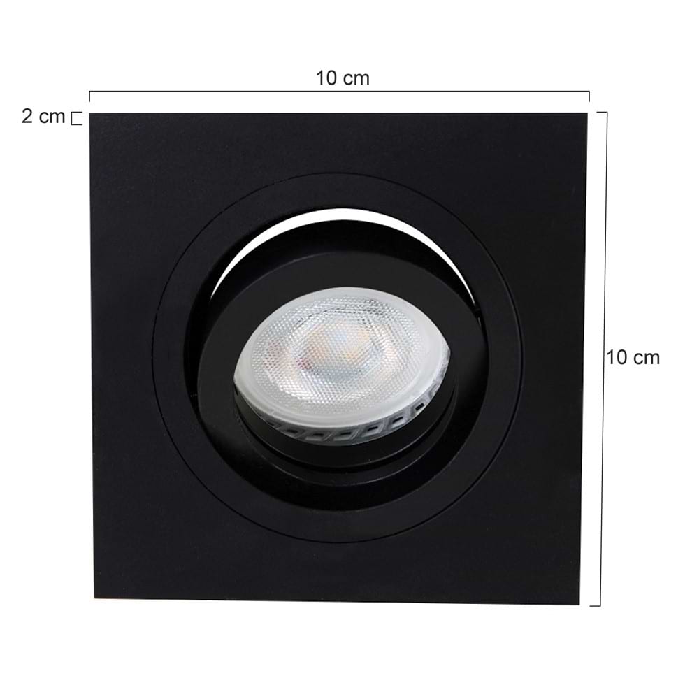 Inbouwspot 1-lichts aluminium STEINHAUER - 7305ZW - Spots- Steinhauer- Square- Modern - Minimalistisch design- Zwart  Zwart- Metaal