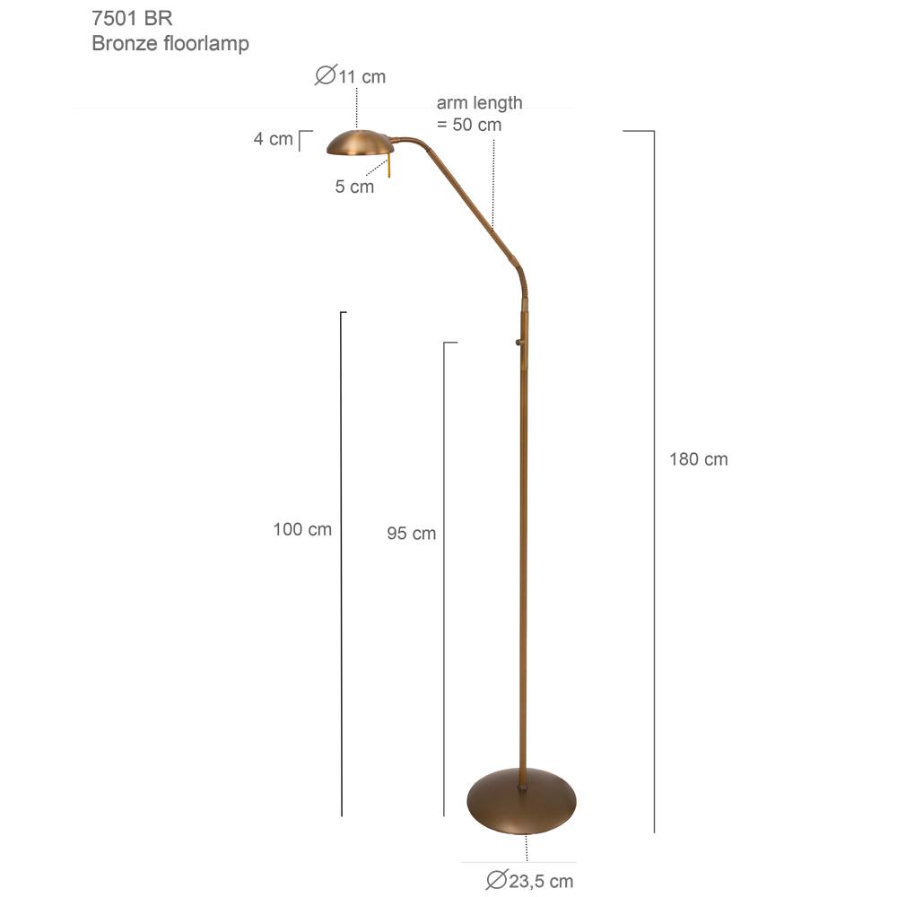 Vloerlamp 1-lichts LED Metaal MEXLITE - 7501BR - Vloerlamp- Mexlite- Mexlite- Klassiek- Brons  - Metaal