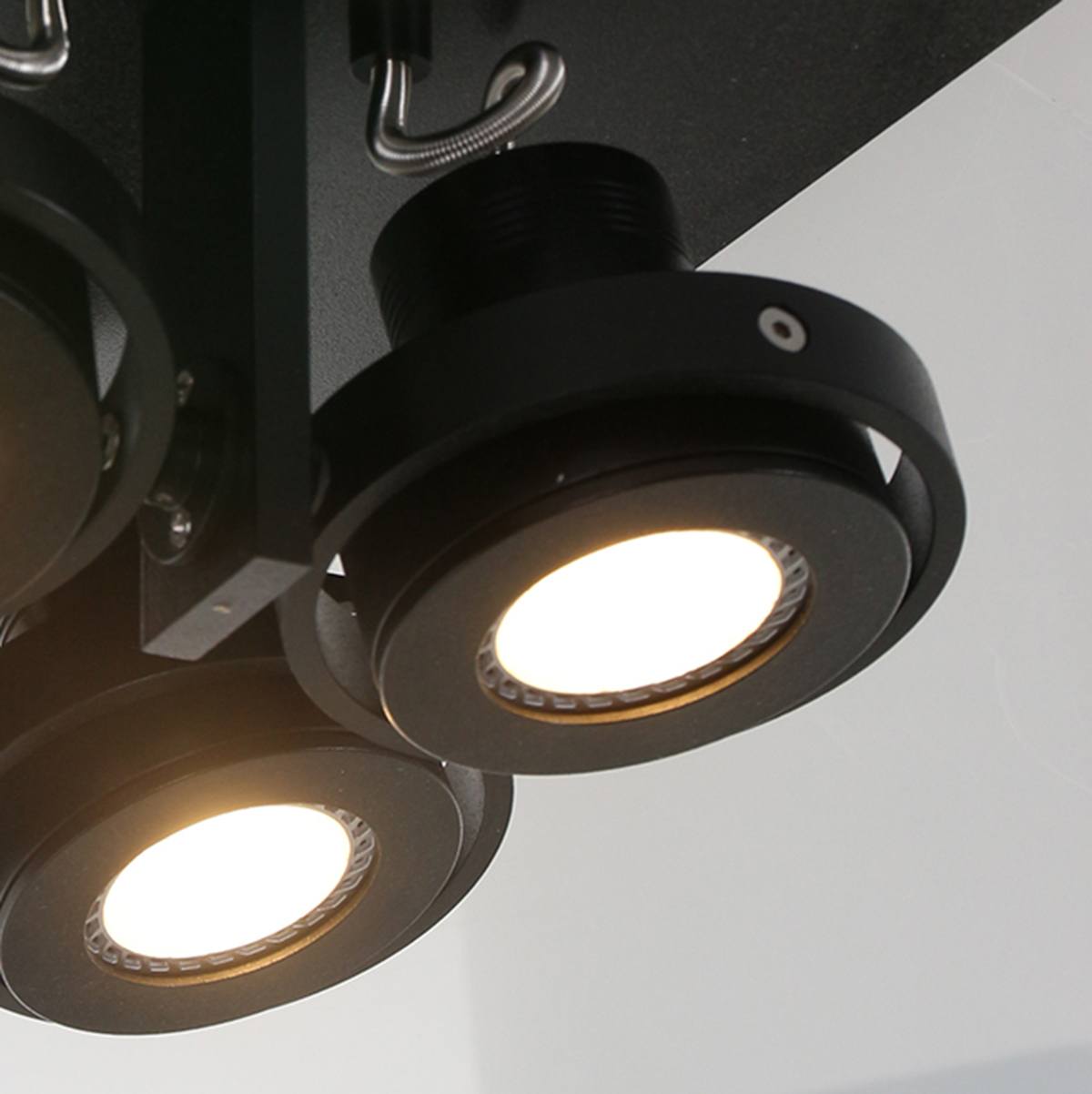 Industriële plafond spot - moderne design industriële opbouwspot - 4-lichts Spot LED STEINHAUER - 7552ZW - industriële Spots - Plafondspot vier spots - Opbouwspot - Steinhauer - Quatro - Modern - Design - Retro - Zwart - Metaal