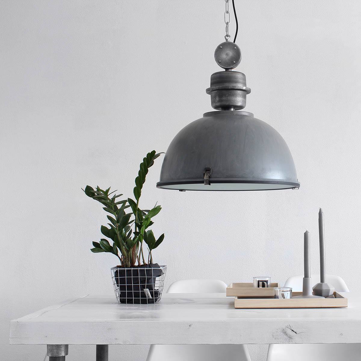 industriële hanglamp 1-lichts Industrial STEINHAUER - 7586GR - Industrie lamp - Industrie Hanglamp - Steinhauer - Bikkel - Industrieel - Trendy - Grijs - Metaal Glas