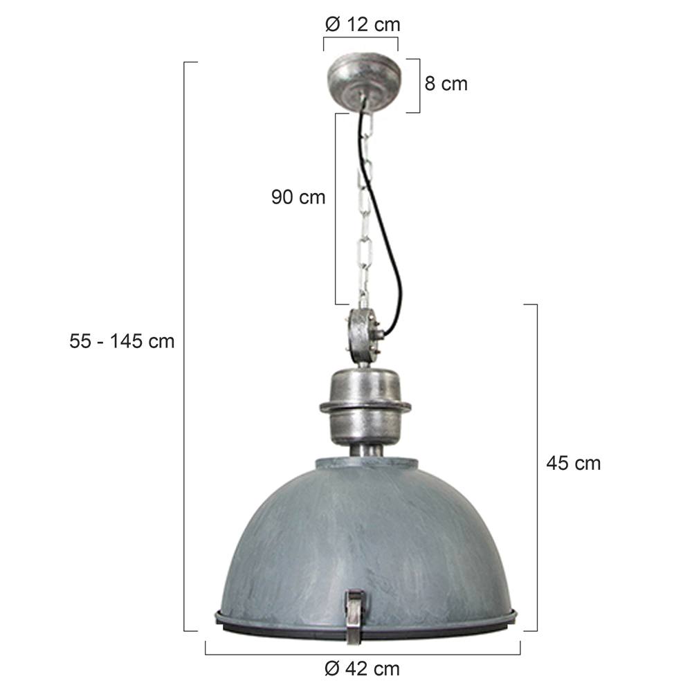 industriële hanglamp 1-lichts Industrial STEINHAUER - 7586GR - Industrie lamp - Industrie Hanglamp - Steinhauer - Bikkel - Industrieel - Trendy - Grijs - Metaal Glas
