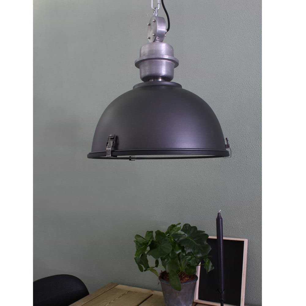 industriële hanglamp 1-lichts Industrial STEINHAUER - 7586ZW - Industrielamp - Industrie Hanglamp - Steinhauer - Bikkel - Industrieel - Trendy - Zwart - Metaal Glas